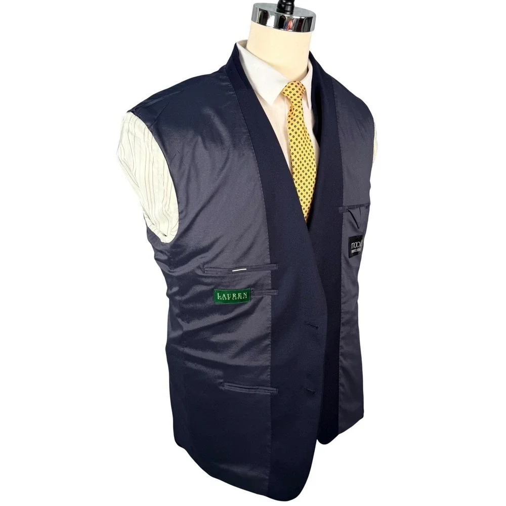 Lauren‎ Ralph Lauren Blazer Mens 44R Navy 100% Wool Gold Button